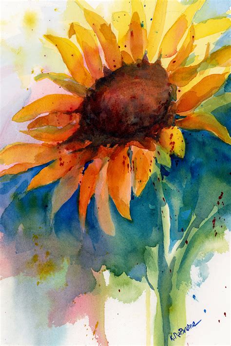 Red Sunflower Watercolor