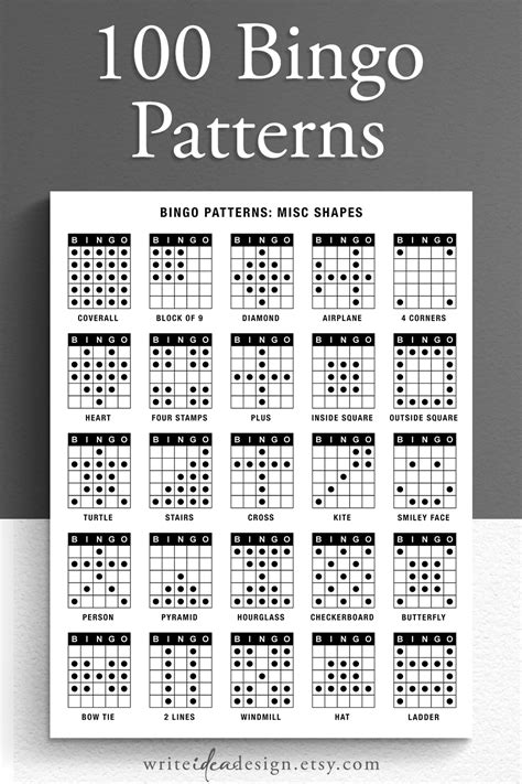 100 Bingo Patterns. Bingo Winning Patterns. Bingo Alphabet, Numbers, Signs, Shapes PDF Download ...