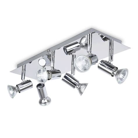 Large Modern Silver Chrome 6 Way Ceiling Spot Light Spotlight Fitting Lights NEW | Kitchen light ...