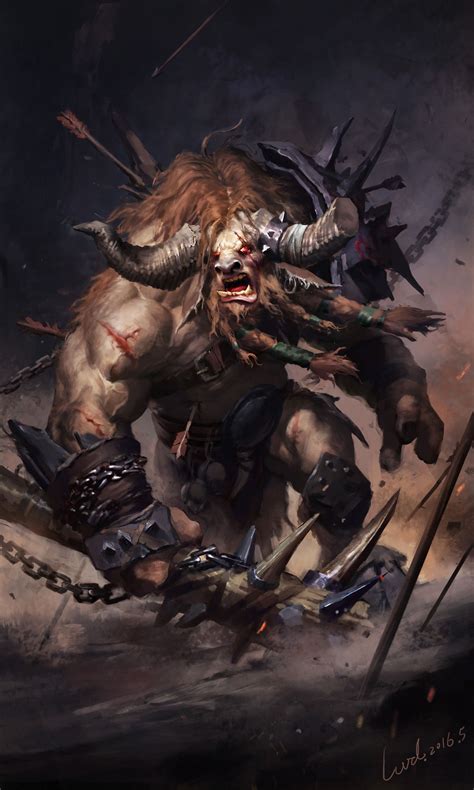 ArtStation - Evil Minotaur, Li Wenda | Warcraft art, Fantasy monster, Fantasy character design