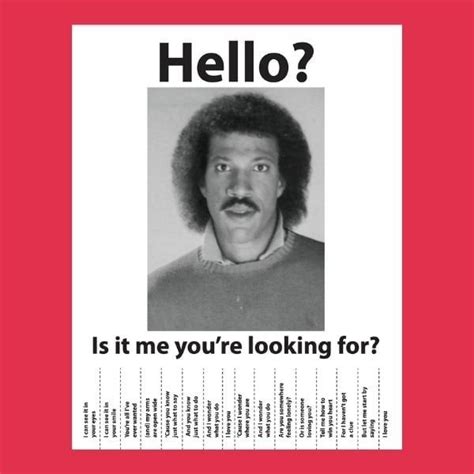 "Hello, Is It Decor You're Looking For?" - The Lionel Richie Poster And Meme | Lionel richie ...