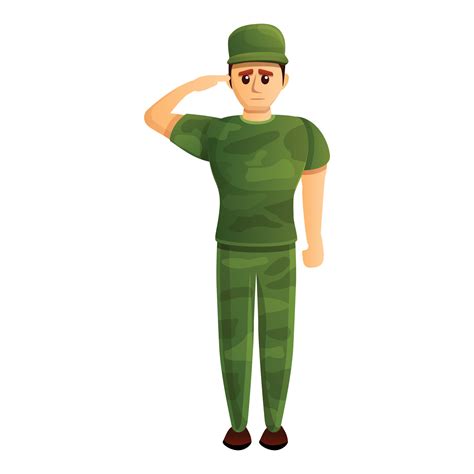 Soldier salute icon, cartoon style 14223355 Vector Art at Vecteezy