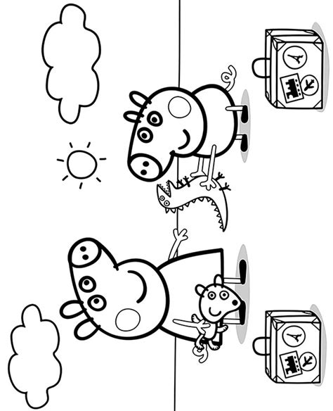 Peppa George and dinosaur printable coloring pages