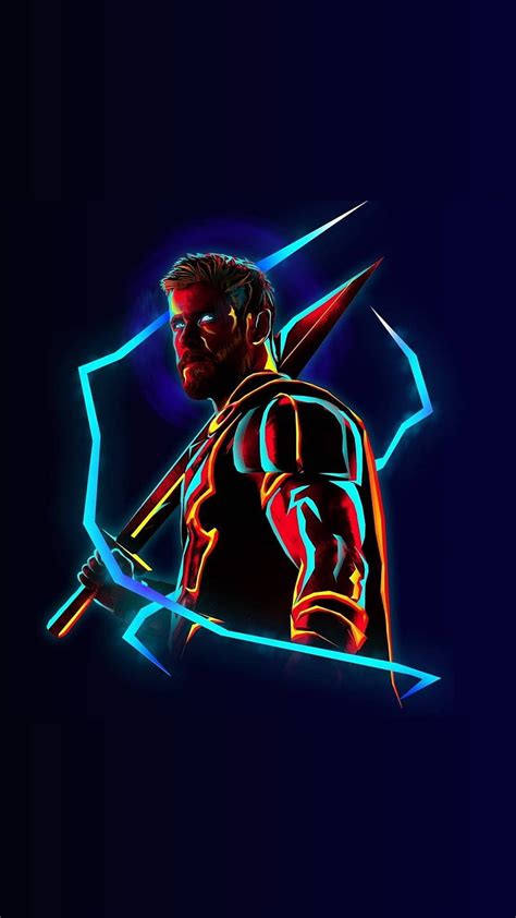 NEON THOR, marvel, god f thunder, thor ragnarok, artwork, HD phone wallpaper | Peakpx