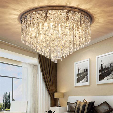 Contemporary Round Crystal Chandelier - Flush Mount Ceiling Lights - Sofary