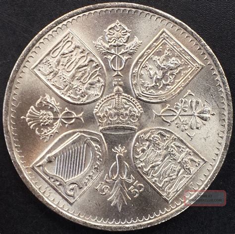 1953 Five Shillings " Coronation Of Queen Elizabeth Ii " Coin From Great Britain