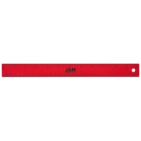 JAM Stainless Steel Ruler, 12 Inch, Metal Ruler with Non,Skid Cork Backing, Red Metallic, Sold ...