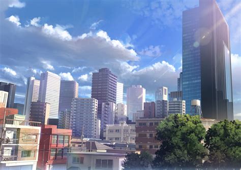 Download 2000x1414 Anime Cityscape, Buildings, Scenic, Clouds Wallpapers - WallpaperMaiden ...