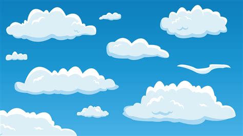 Cartoon sky with random clouds vector background illustration sky ...