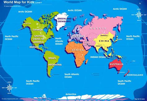 Printable World Map For Kids With Countries