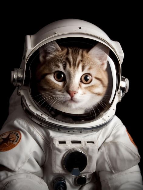 Premium Photo | A cat in an astronaut suit is wearing a helmet.