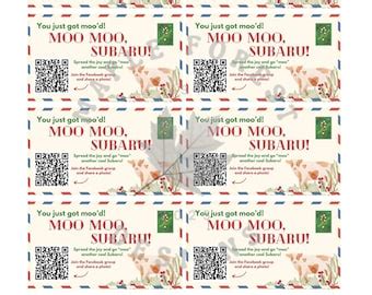 10 Outdoorsy Moo Moo Subaru Cards one-sided DIGITAL DOWNLOAD - Etsy