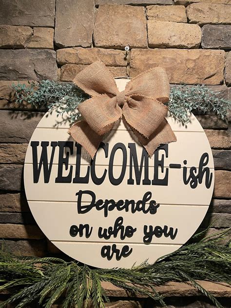 Door Sign Funny Door Sign Front Door Sign Welcome Door | Etsy