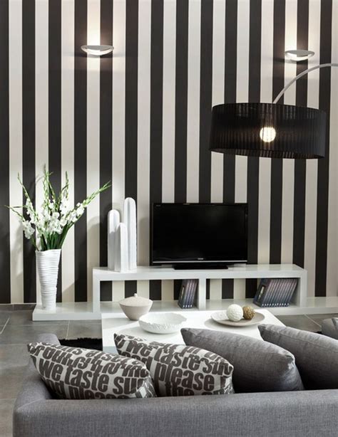 Black and White Striped Living Room