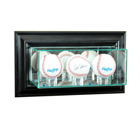 Deluxe Real Glass Wall Mounted Triple Baseball Display Case