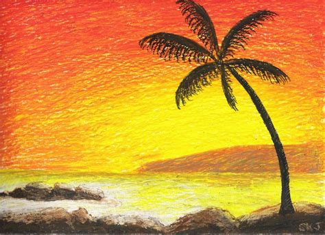 Sunset scenery with oil pastels | Pastell kreide, Pastell malerei, Pastell