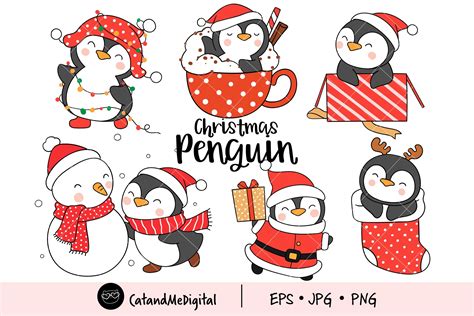 Christmas Penguin Clipart Graphic by CatAndMe · Creative Fabrica