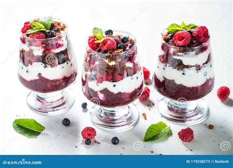 Layered dessert in a jar. stock image. Image of sour - 119258273