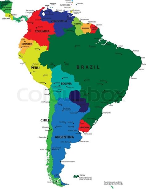 South America political map | Stock vector | Colourbox