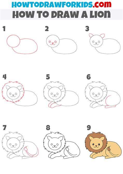 How to Draw a Lion Step by Step - Easy Drawing Tutorial For Kids