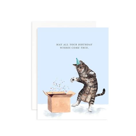 Funny Cat Birthday Card Birthday Wishes Come True - Etsy