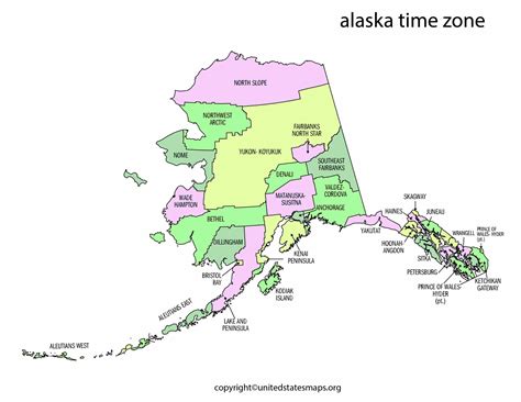 Alaska Time Zone Map | Map of Time Zones in Alaska