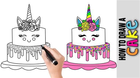 How To Draw A Unicorn Cake Unicorn Drawing Birthday Cakes In Chennai ...