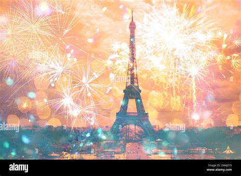 fireworks over the Eiffel tower New Year in Paris Stock Photo - Alamy