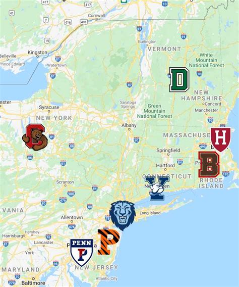 Ivy League Schools Map - Vicky Jermaine