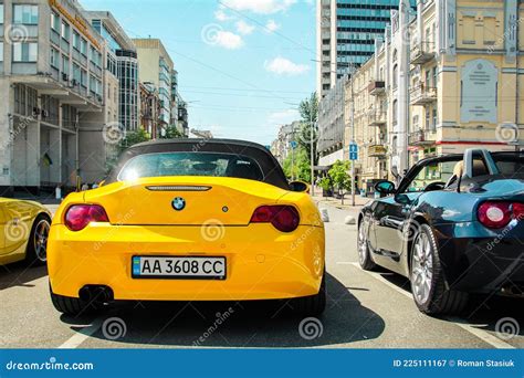 Kiev, Ukraine - May 22, 2021: Yellow and Black BMW Z4 in the City. Colored BMW Cars Editorial ...