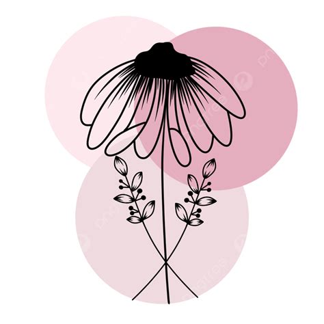 Aesthetic Flower Line Art With Pink Color, Flower Lineart, Aesthetic, Wall Decor PNG Transparent ...