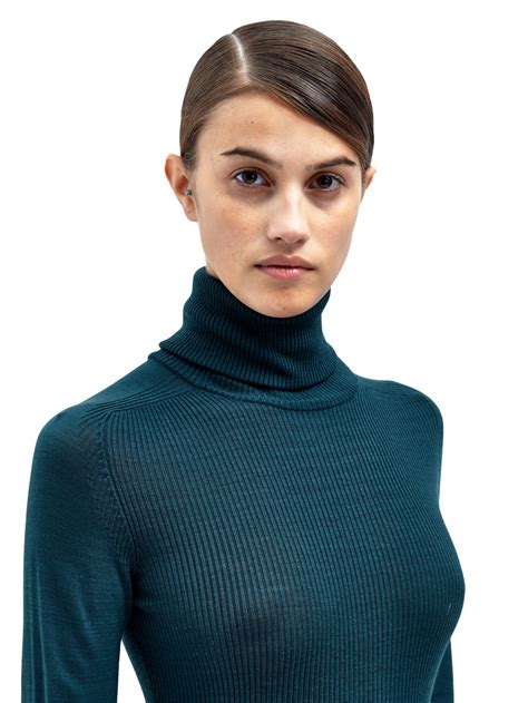 Lanvin Womens Knitted Turtle Neck Top in Green | Lyst