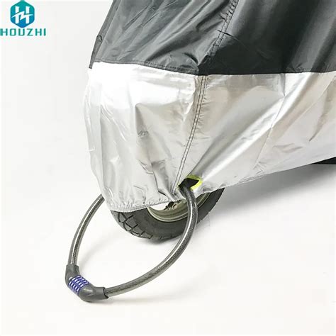 All Season Black Motorbike Cover Waterproof Fits Up To 108" Motors 2 Anti-theft Lock-holes ...