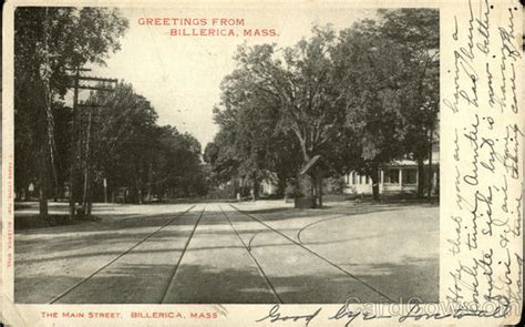 Main Street Billerica, MA Postcard