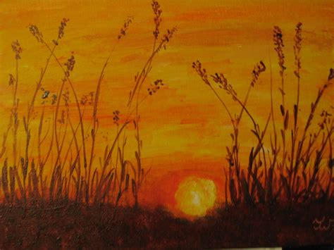 Warm Landscape - Straws In Sunset Sold, Painting by mtv65 - Foundmyself