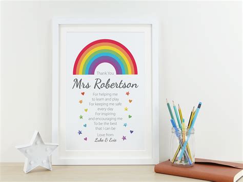 Thank You Teacher Rainbow Gift Personalised End of Term - Etsy