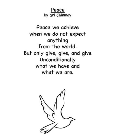 Peace Poem by Sri Chimnoy Peace Poems, Inner Peace Quotes, Remembrance Poems, Free Poems, Forms ...