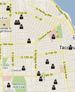 SpotCrime - The Public's Crime Map: Tacoma, WA -- Burglary Map