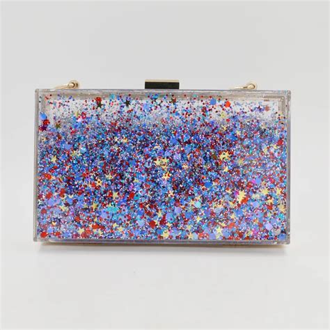 Elegant Clear Transparent Liquid Glitter Colorful Purses And Handbags Evening Party Acrylic ...