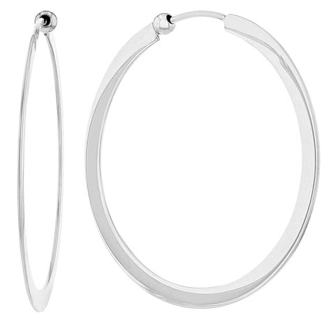 White Gold Medium Flat Hoop Earrings | Borsheims