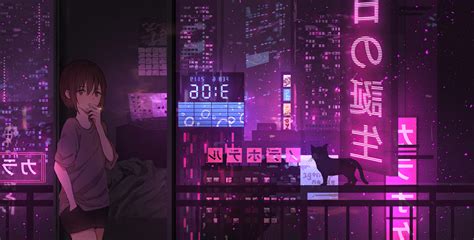 Neon Night Anime Girl Cat Wallpaper,HD Anime Wallpapers,4k Wallpapers,Images,Backgrounds,Photos ...