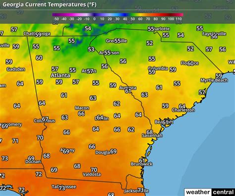 Georgia Current Temperatures Map