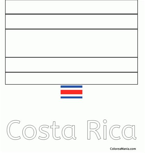 Colorear República de Costa Rica (Banderas de paises), dibujo para ...