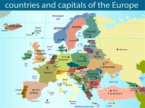 Printable Map Of Europe With Capital Cities