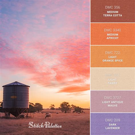 Bright Australian Sunset - Embroidery Color Palette (With Thread Codes)