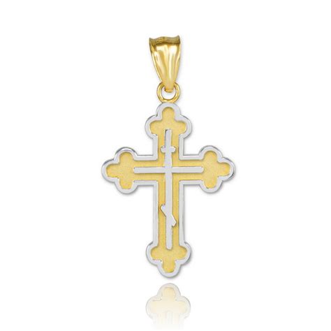 Gold Eastern Orthodox Diamond Cross Pendant