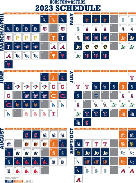 Astros Printable Schedule | Houston Astros