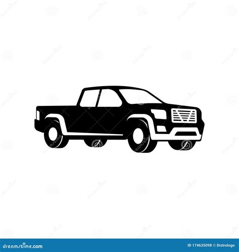 Pickup Truck Vector Illustration. Silhouette of Pickup Isolated on White Background Stock Vector ...