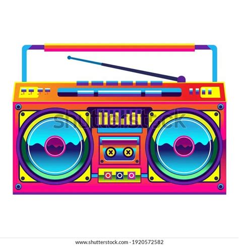 Retro Boombox Trendy Style Colorful Illustration Stock Vector (Royalty Free) 1920572582 ...