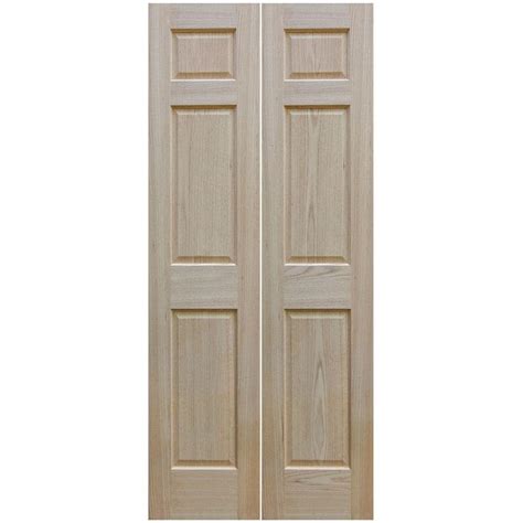 30 in. x 80 in. Unfinished 6-Panel Solid Core Red Oak Interior Bi-fold ...